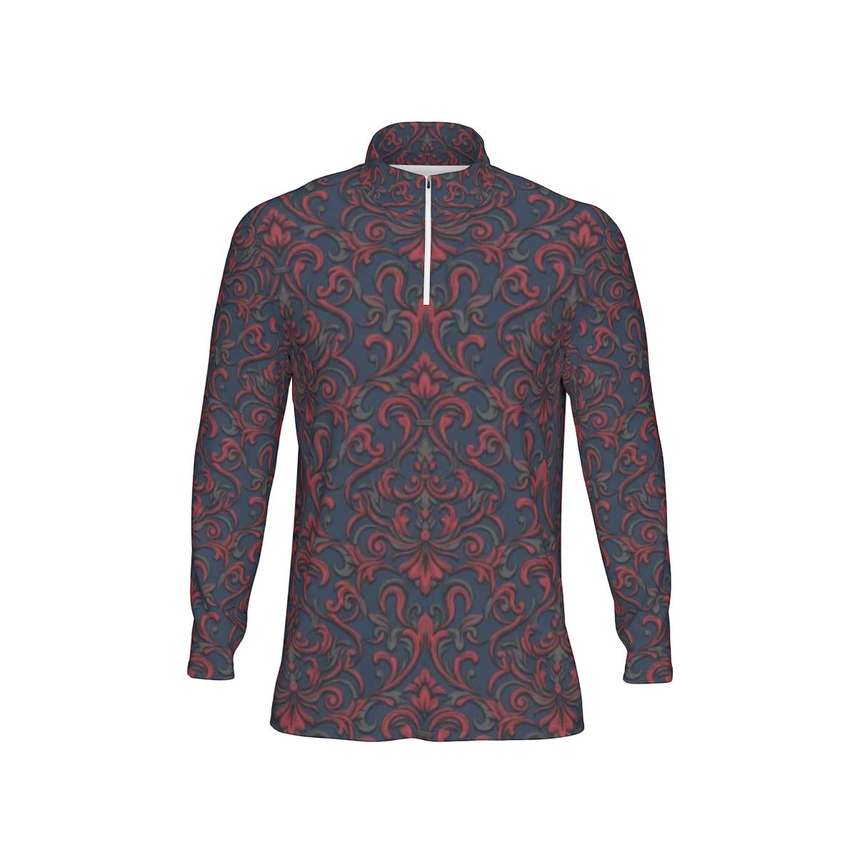 All-Over Print Men's Sports Collar Jersey With Long Sleeve| Interlock