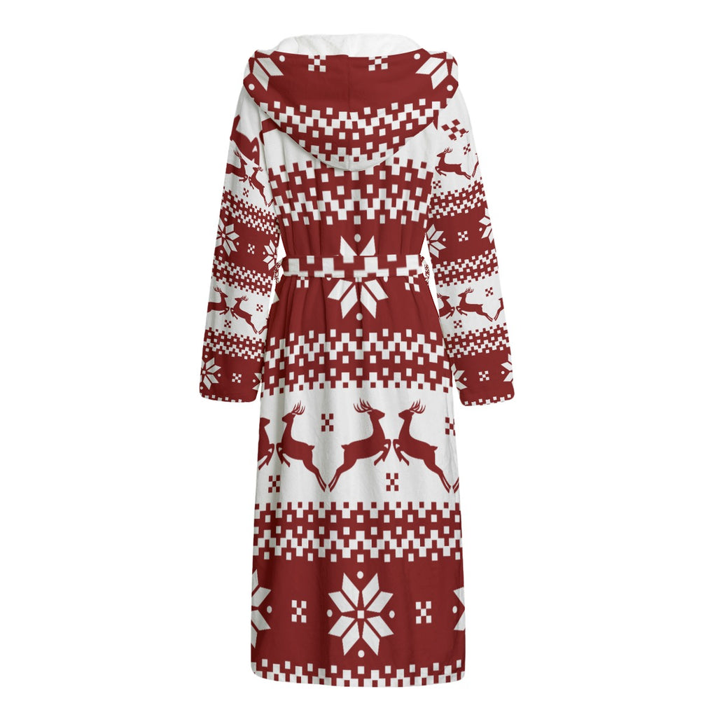 All-Over Print Unisex Flannel Hooded bathrobe