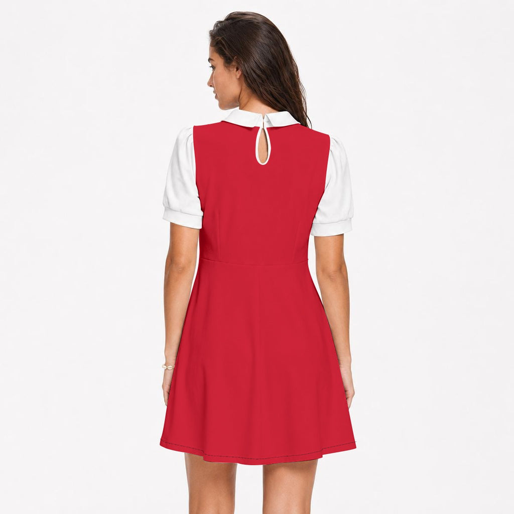 Robe trapèze pour femme à imprimé intégral avec col claudine