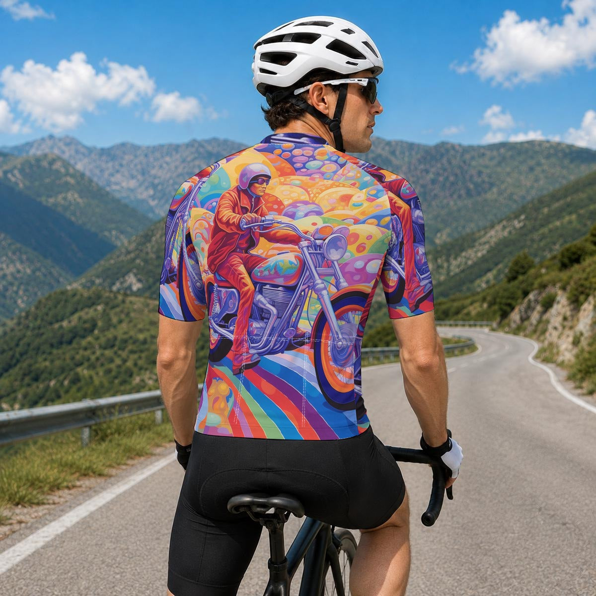aop Men's Short-Sleeve Cycling Jersey With Black Zipper|Bonded Seam