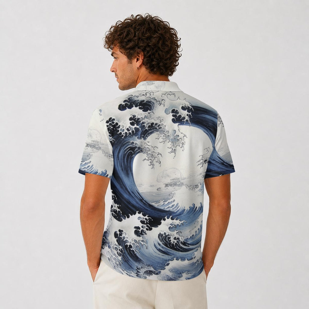 All-Over Print Men's Heavyweight Polyester Polo Shirt|210GSM