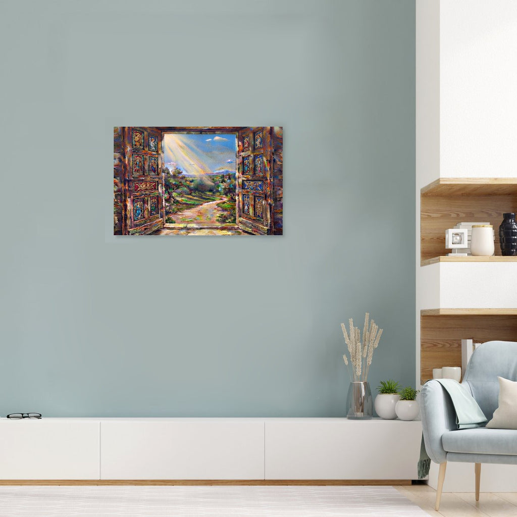 Light Through AN Open Door Framed Single-Piece Mural Printed in USA 3:2