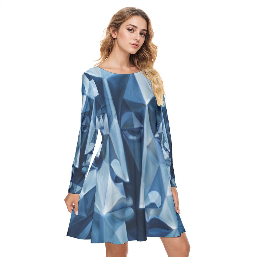 All-Over Print Women's Round Neck Dress|190GSM Cotton