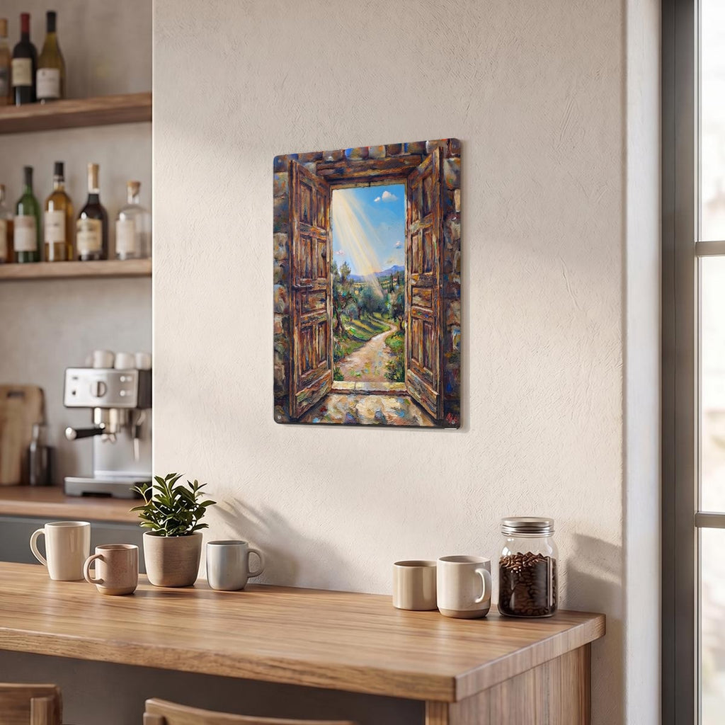 LIght Through An Open Door Thickened Rectangular Iron Wall Painting