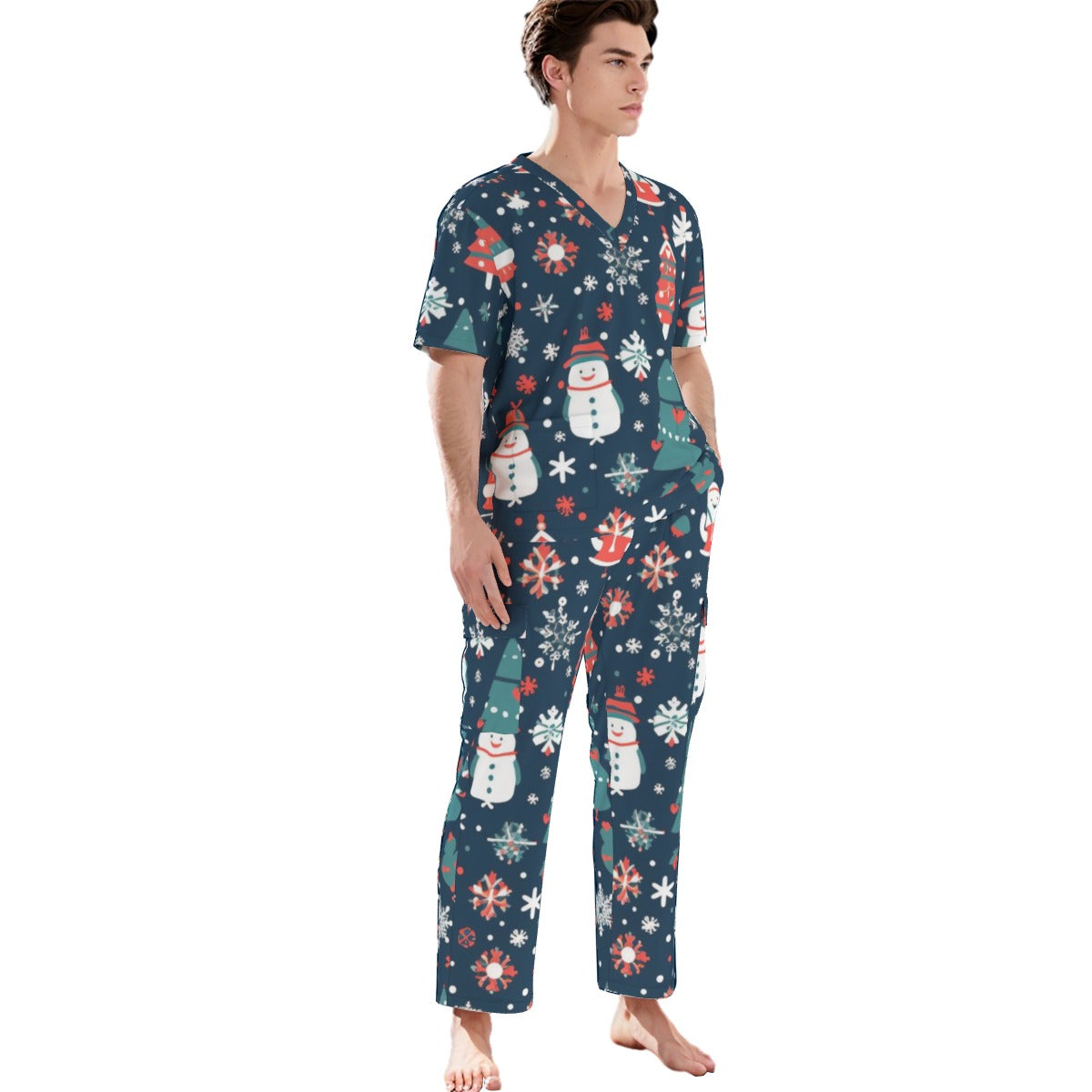 All-Over Print Unisex Scrub Set With Six Pocket