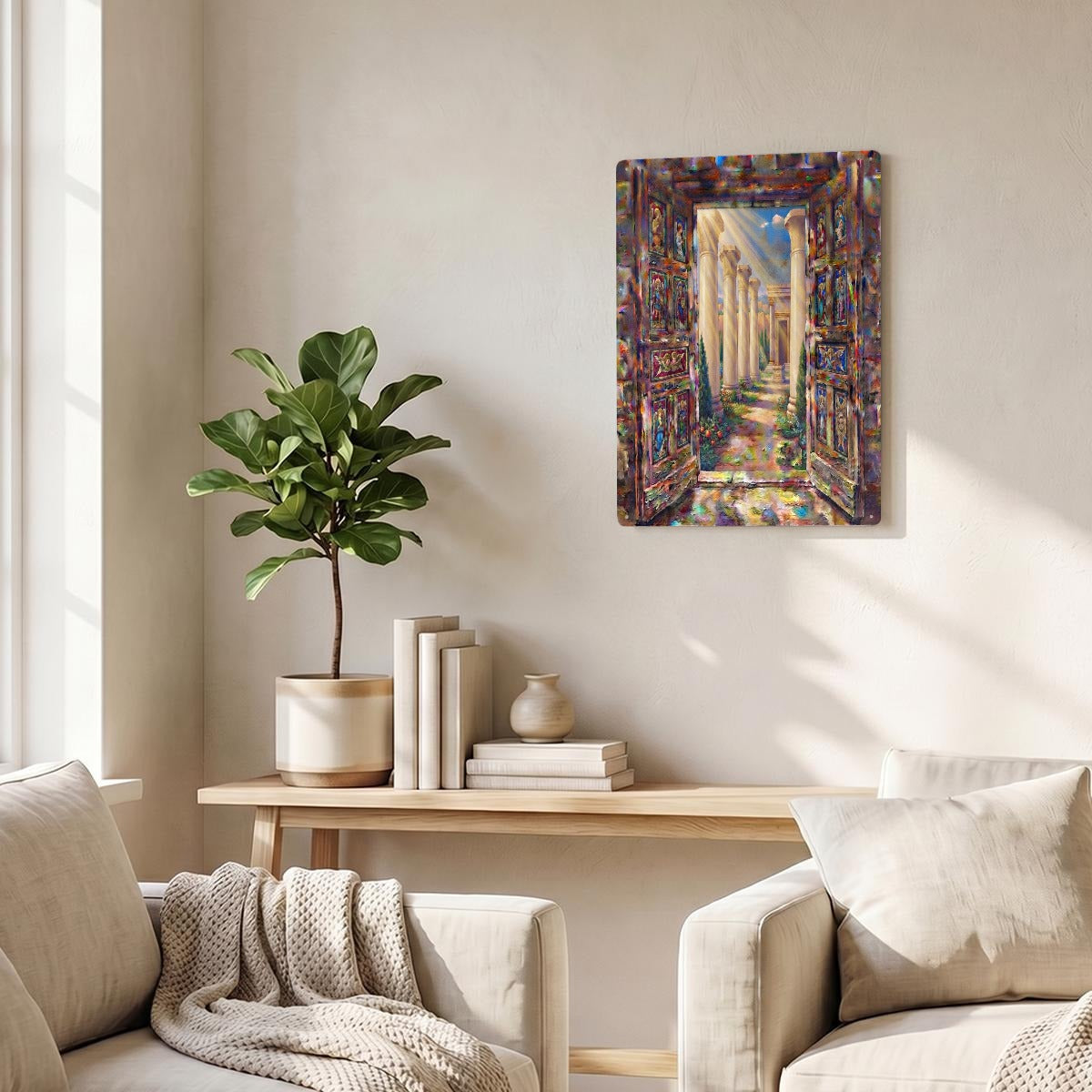 Light through An Open Door Thickened Rectangular Iron Wall Painting