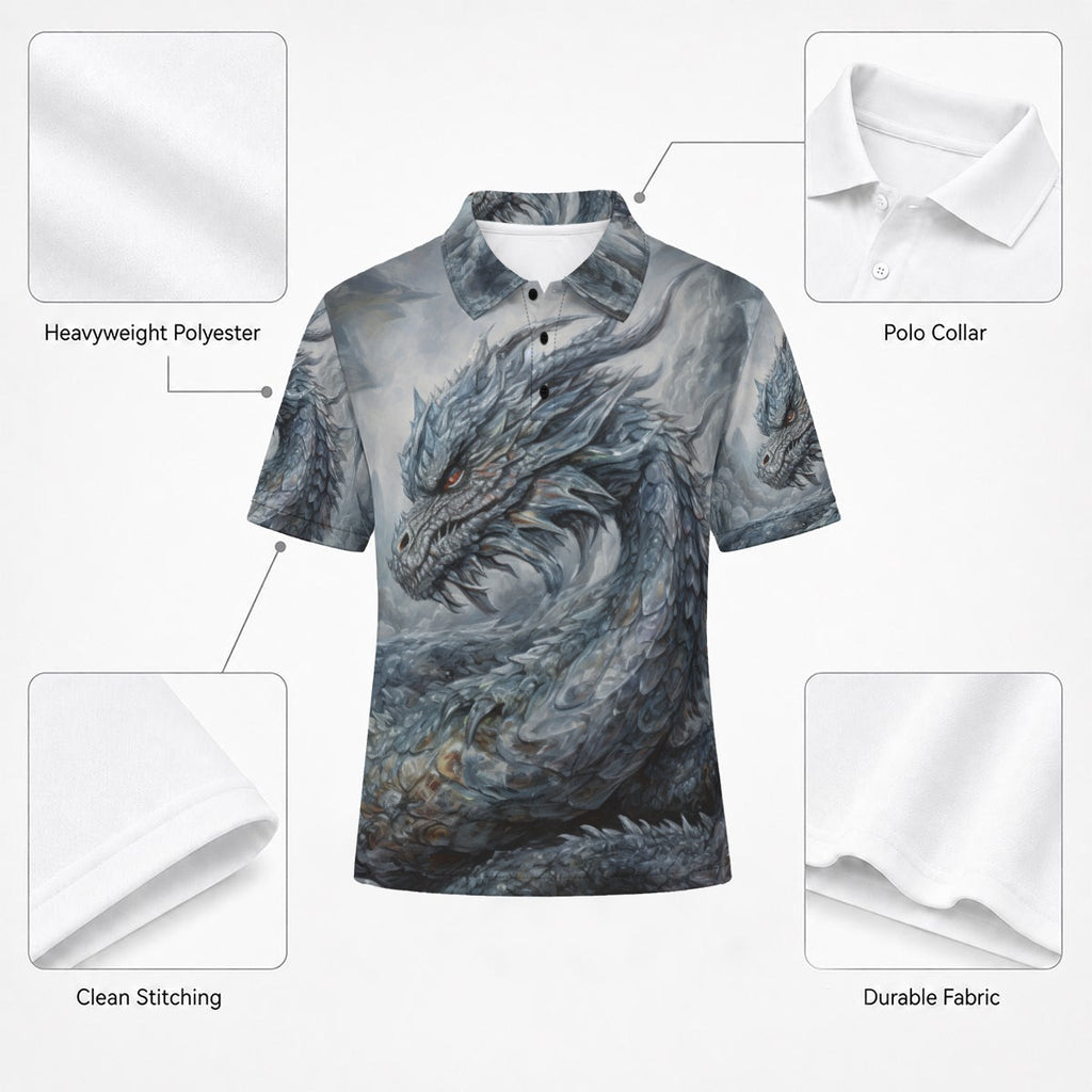 All-Over Print Men's Heavyweight Polyester Polo Shirt|210GSM