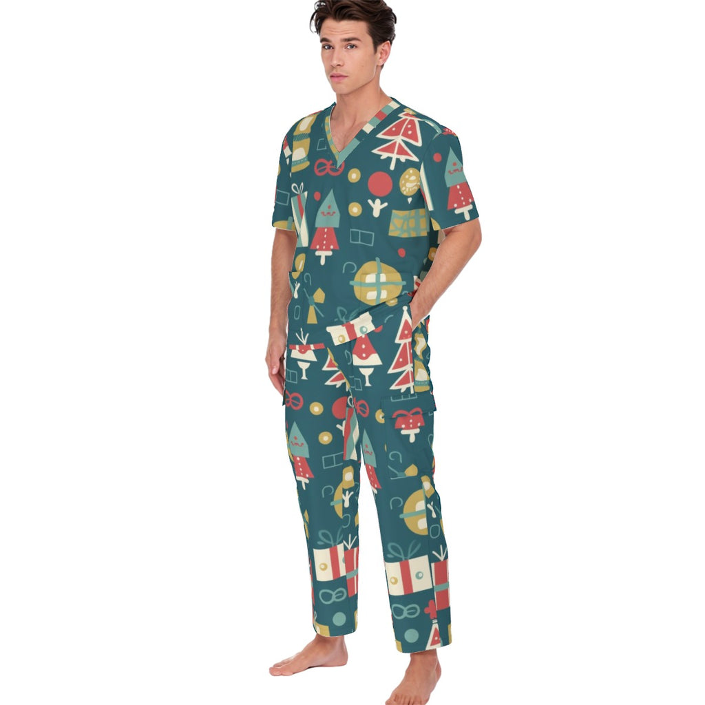 All-Over Print Unisex Scrub Set With Six Pocket