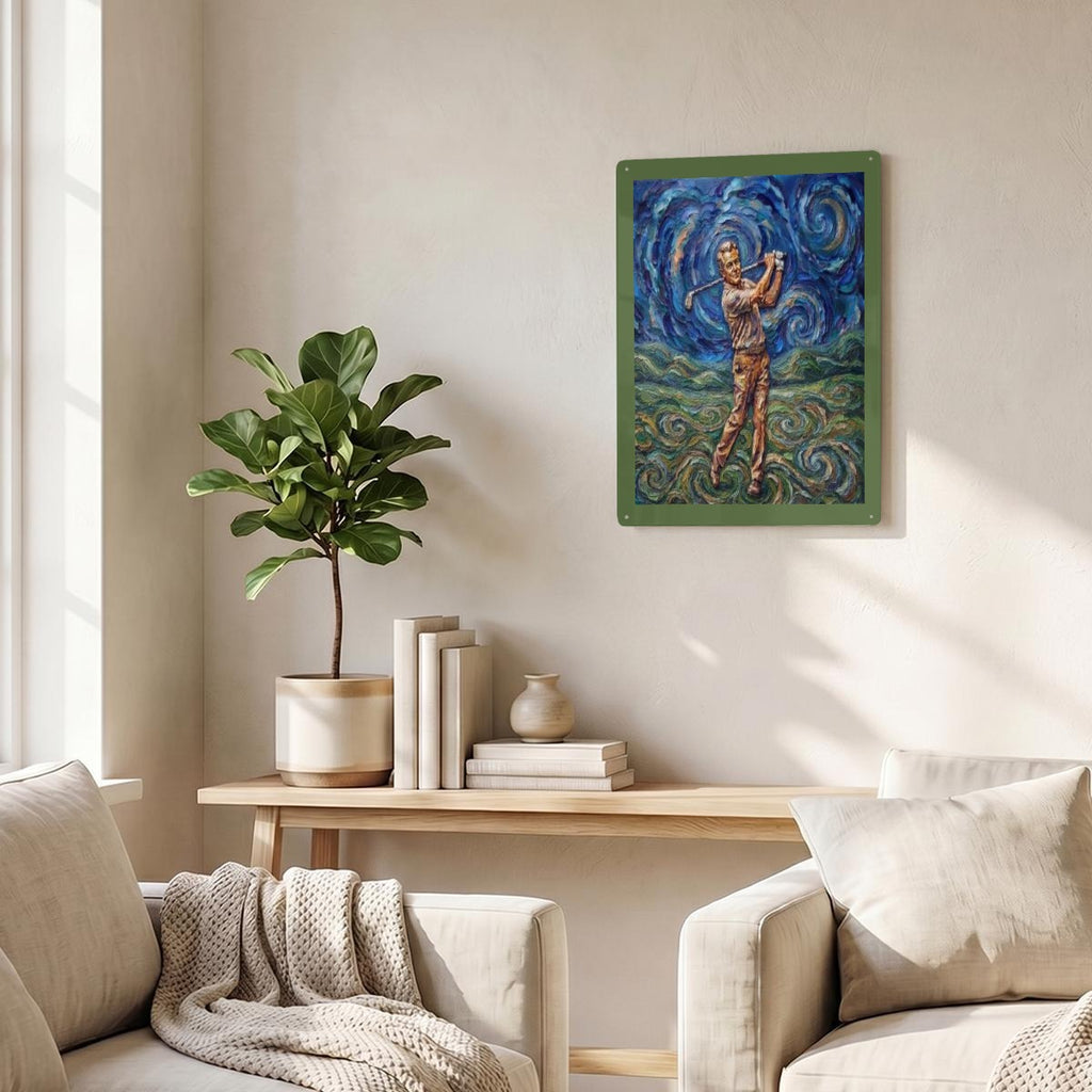 Golfer's Thickened Rectangular Iron Wall Painting Printed in Canada