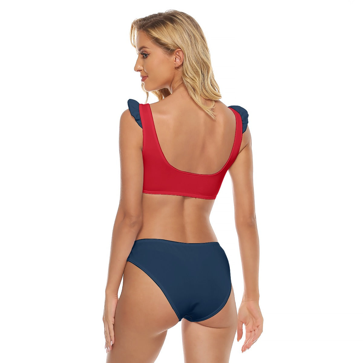 All-Over Print Women's Bikini Swimsuit With Ruffle Cuff Bra