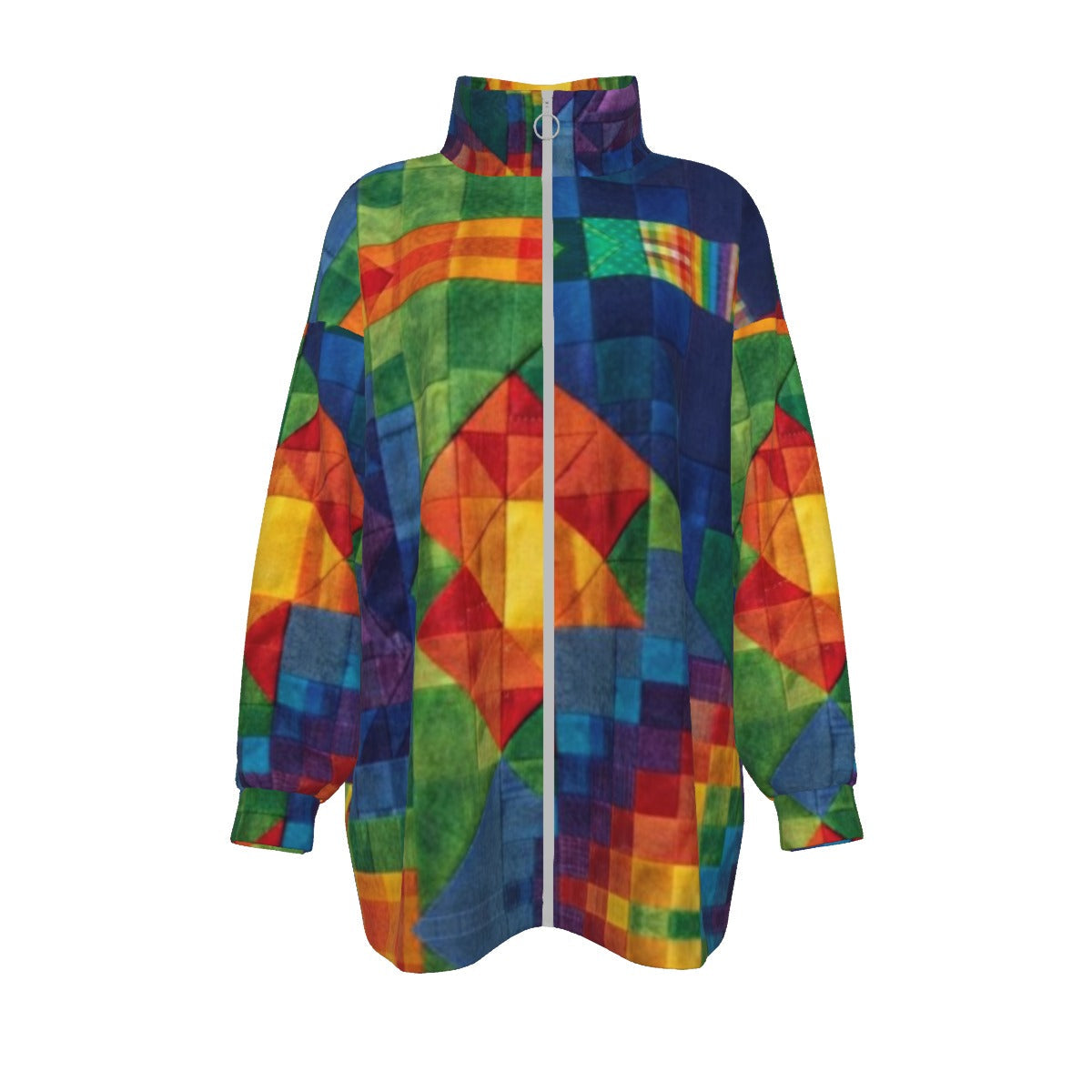 ARTFULL EXPRESSIONZCOAT OF MANY COLORS COLLECTION Unisex Borg Fleece Coat Zipper Closure(Plus Size)