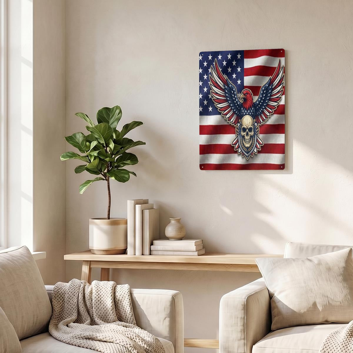 American Eagle Thickened Rectangular Iron Wall Painting Printed in Canada
