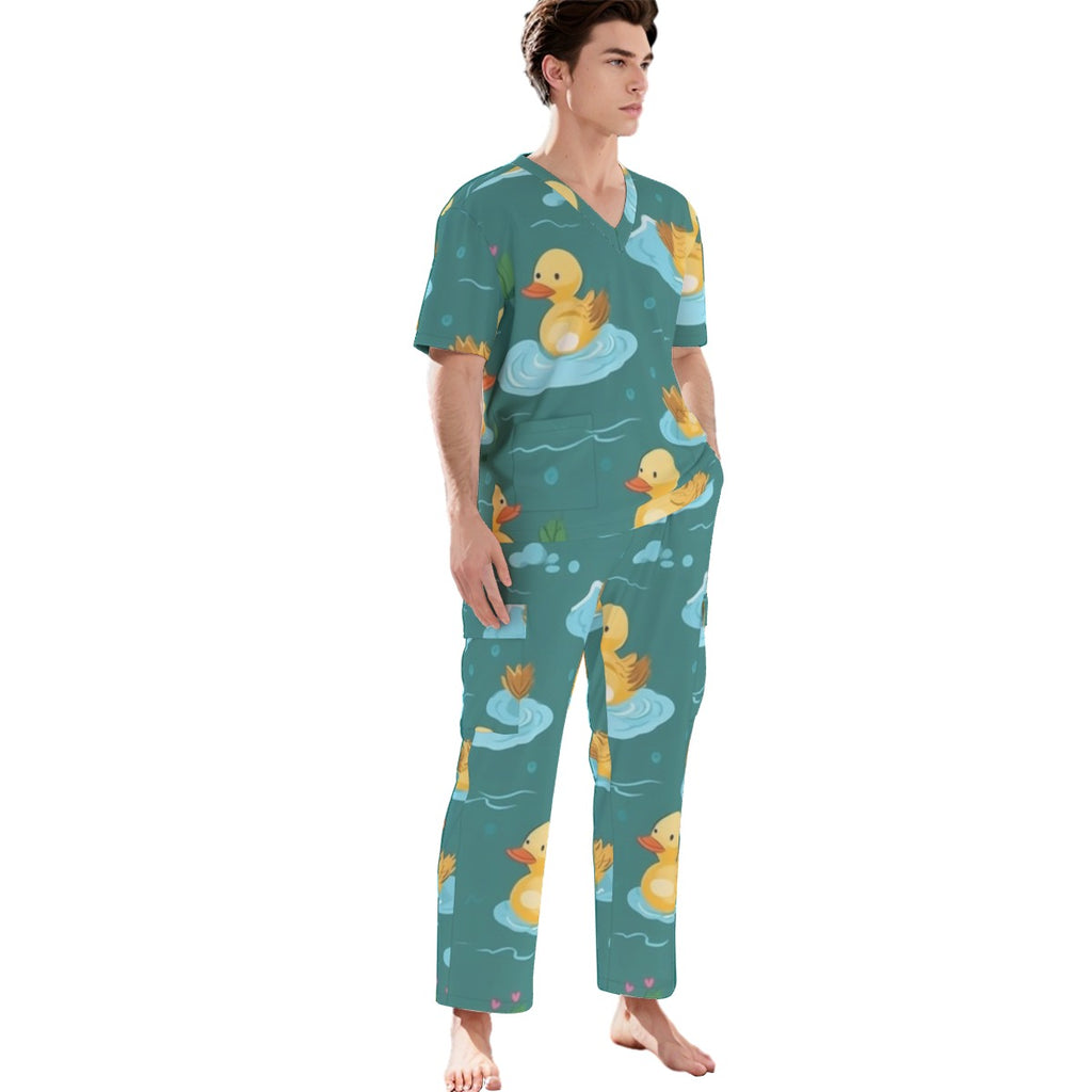 All-Over Print Unisex Scrub Set With Six Pocket
