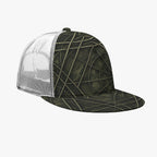 All-Over Print Black Buckle Flat-brimmed Mesh Cap With Box