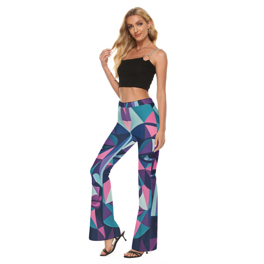 All-Over Print Women's High Elastic Flare Pants