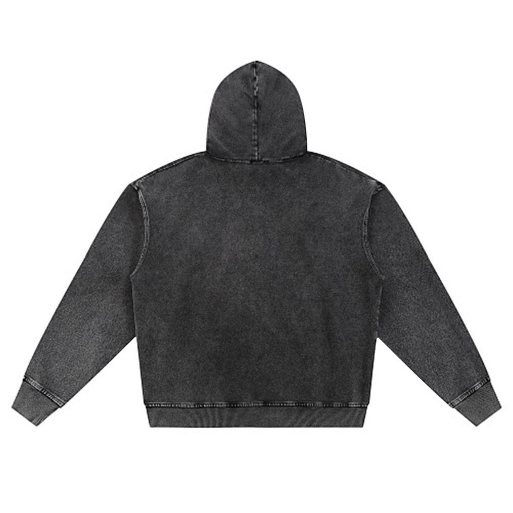 Men’s Washed Denim Zip Hoodie|380GSM DTF
