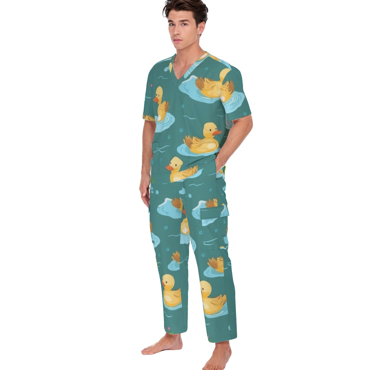 All-Over Print Unisex Scrub Set With Six Pocket