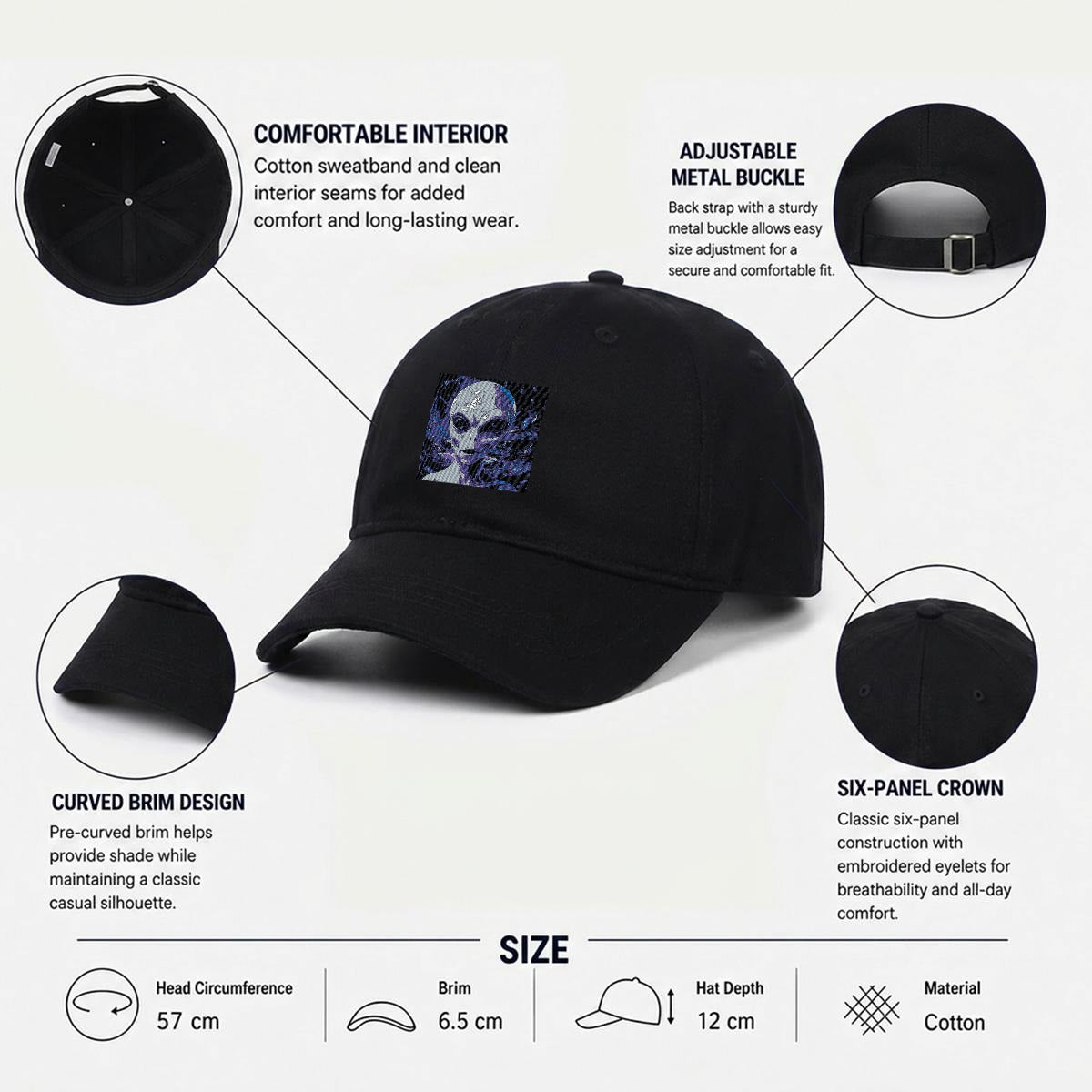 Gorra plana de corona blanda bordada