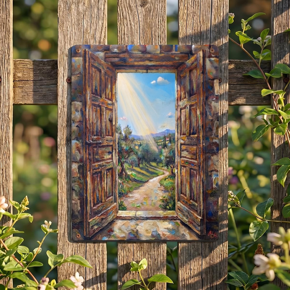 LIght Through An Open Door Thickened Rectangular Iron Wall Painting