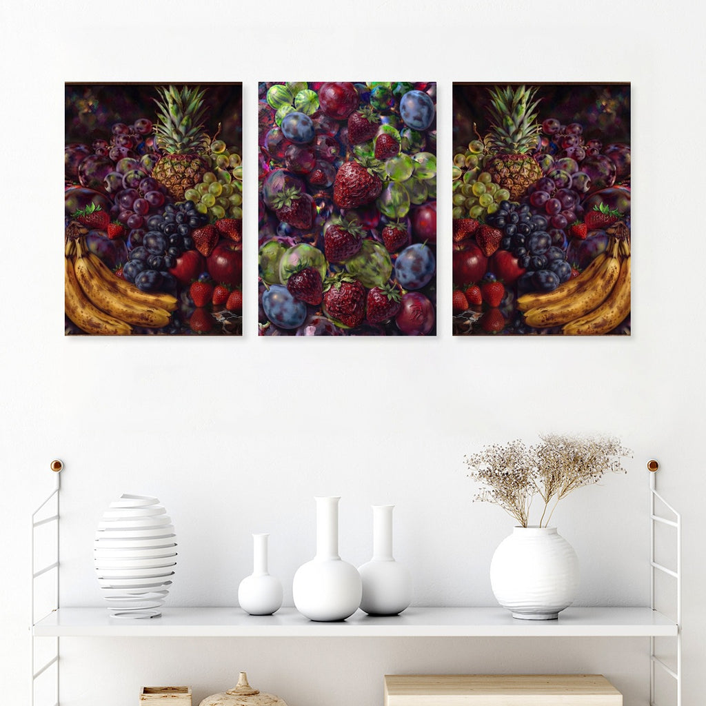 Bare Good Fruit Collection Framed Three-Piece Mural Printed in USA 2:3