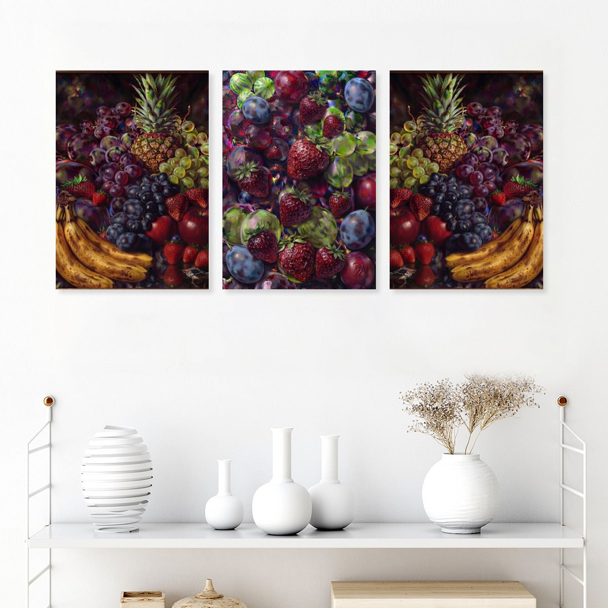 Bare Good Fruit Collection Framed Three-Piece Mural Printed in USA 2:3