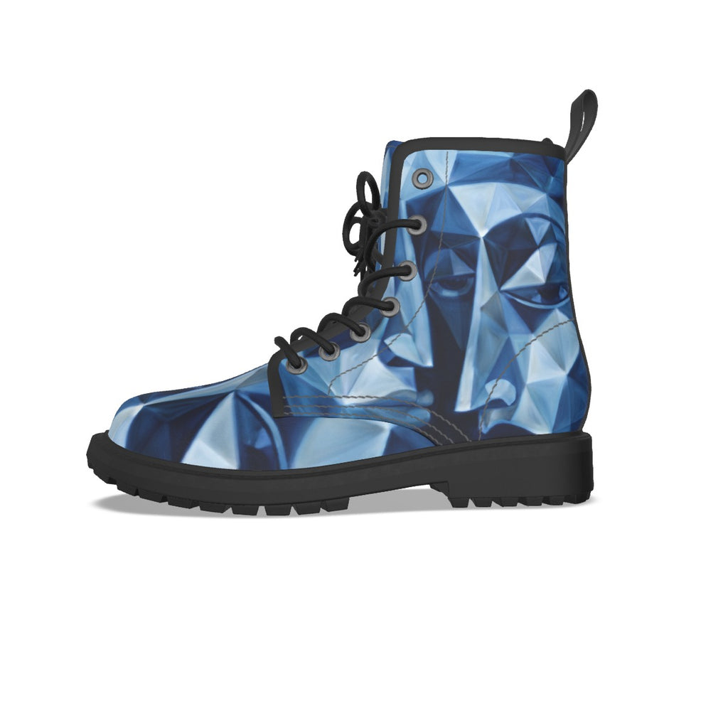 All-Over Print Women's Martin Short Boots With Black Bottom