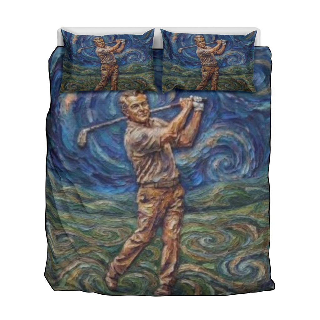 Golfer's Quilt & Pillow Cases With  Edge-wrapping Strips