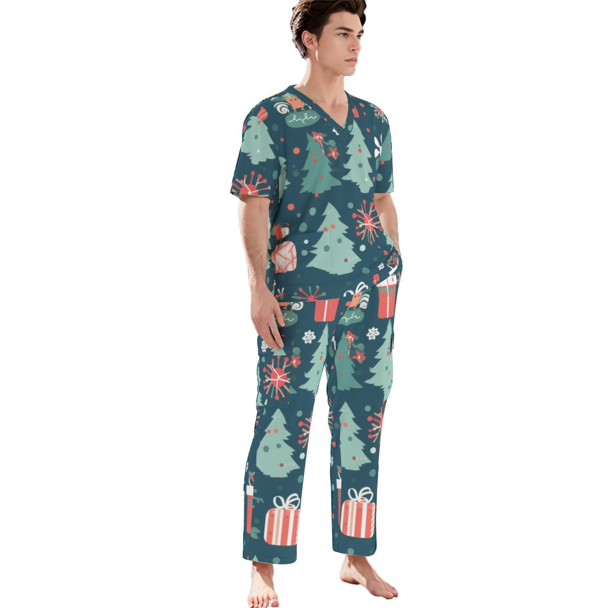All-Over Print Unisex Scrub Set With Six Pocket