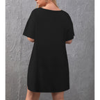 All-Over Print Women's Drop-Shoulder T-Shirt with Side Split and Shorts (Plus Size)