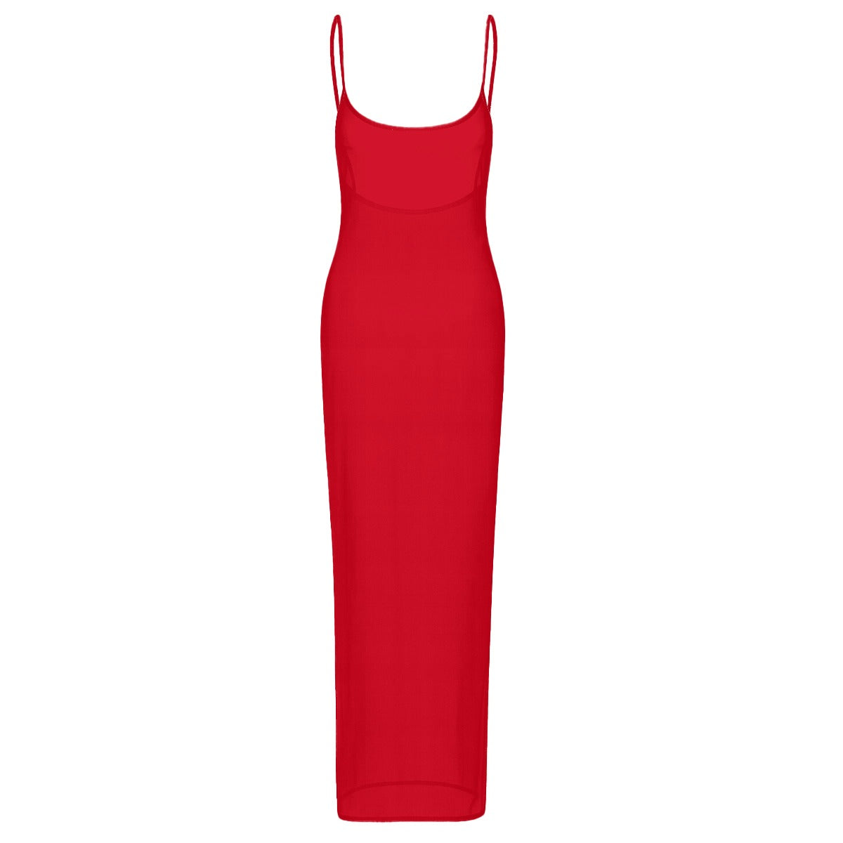 All-Over Print Women's Sheer Mesh Backless Spaghetti Strap Maxi Dress