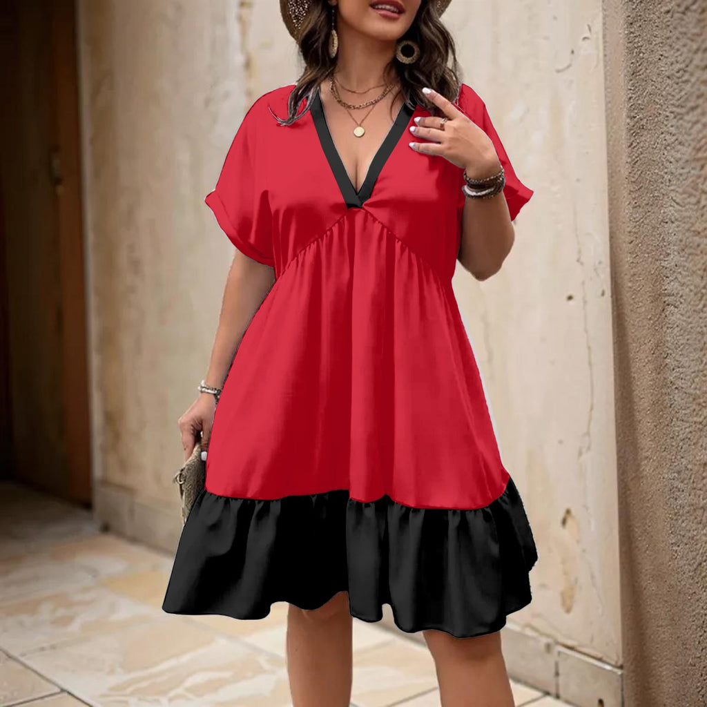 All-Over Print Women’s Floral V-Neck Short Sleeve Dress