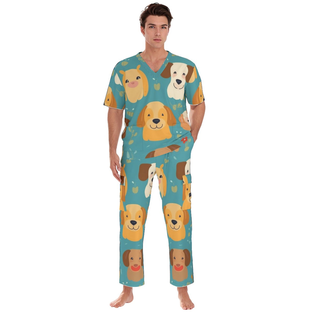 All-Over Print Unisex Scrub Set With Six Pocket