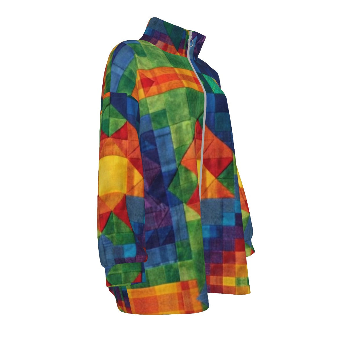 ARTFULL EXPRESSIONZCOAT OF MANY COLORS COLLECTION Unisex Borg Fleece Coat Zipper Closure(Plus Size)