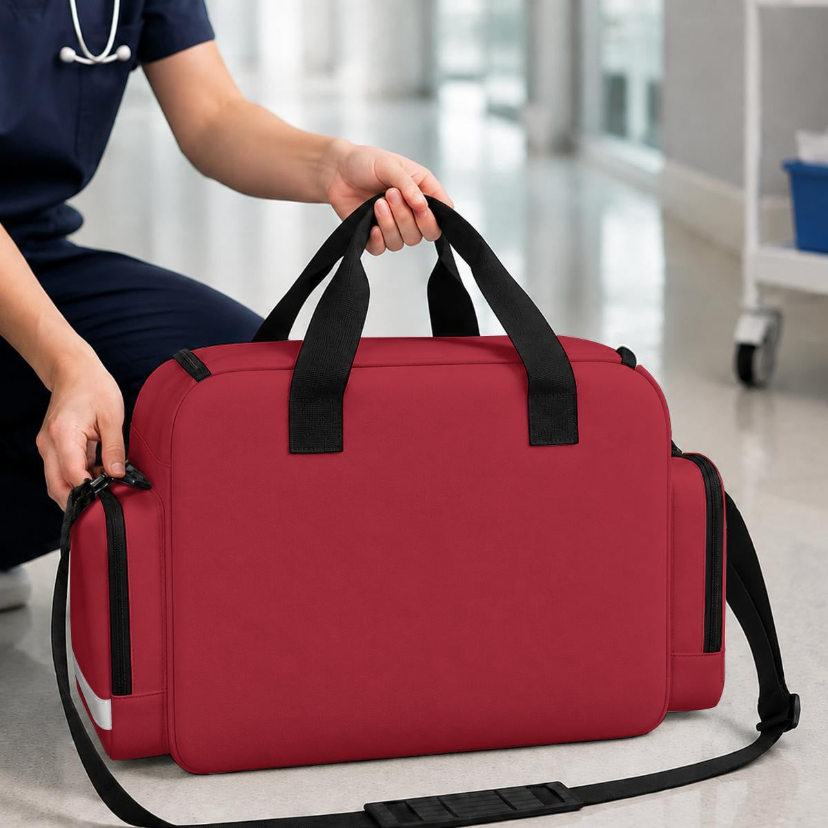 Large-Capacity First Aid Organizer Bag With Reflective Trim