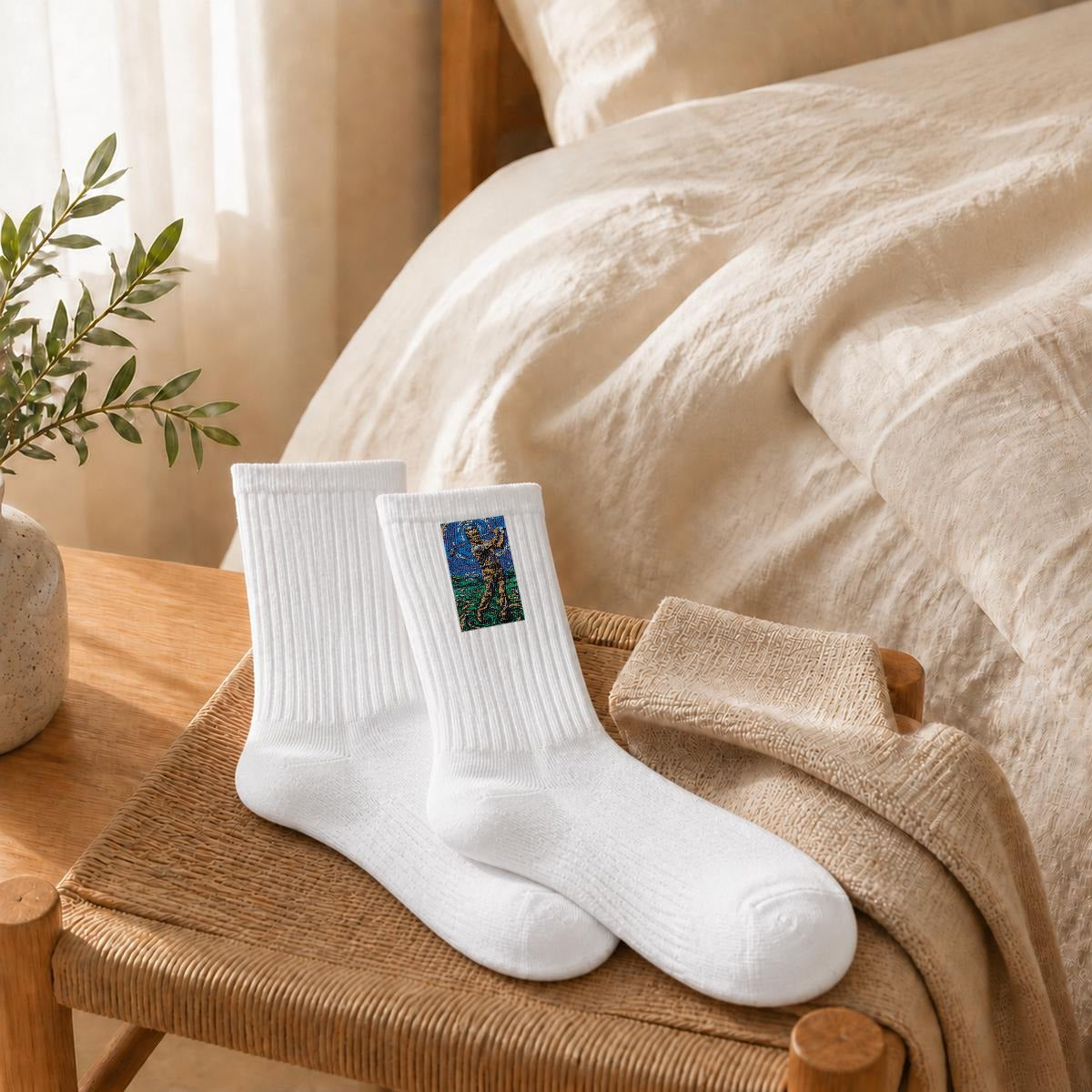 Embroidery Sports Cotton Crew Socks|Cotton