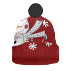 All-Over Print Knitted Hat With Pom-Pom