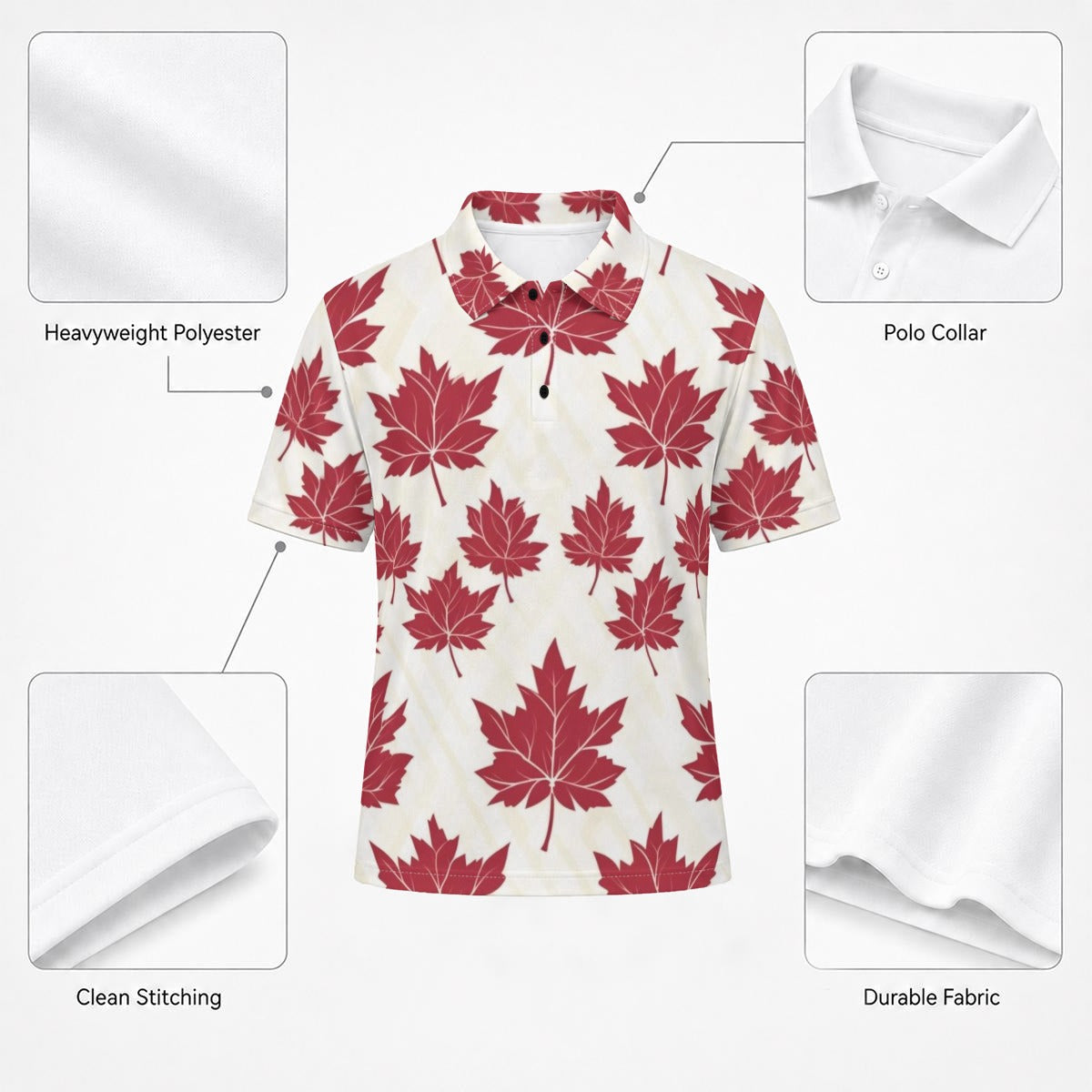 All-Over Print Men's Heavyweight Polyester Polo Shirt|210GSM