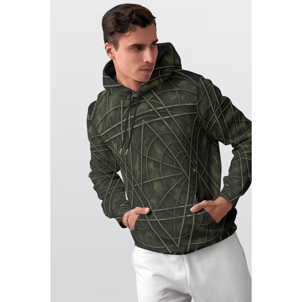 Sweat à capuche épais à enfiler pour homme à impression intégrale