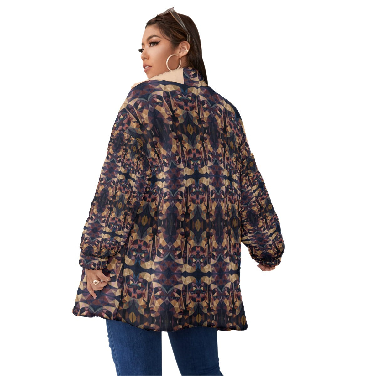 COAT OF MANY COLORS COLLECTION All-Over Print Unisex Borg Fleece Coat With Zipper Closure(Plus Size)