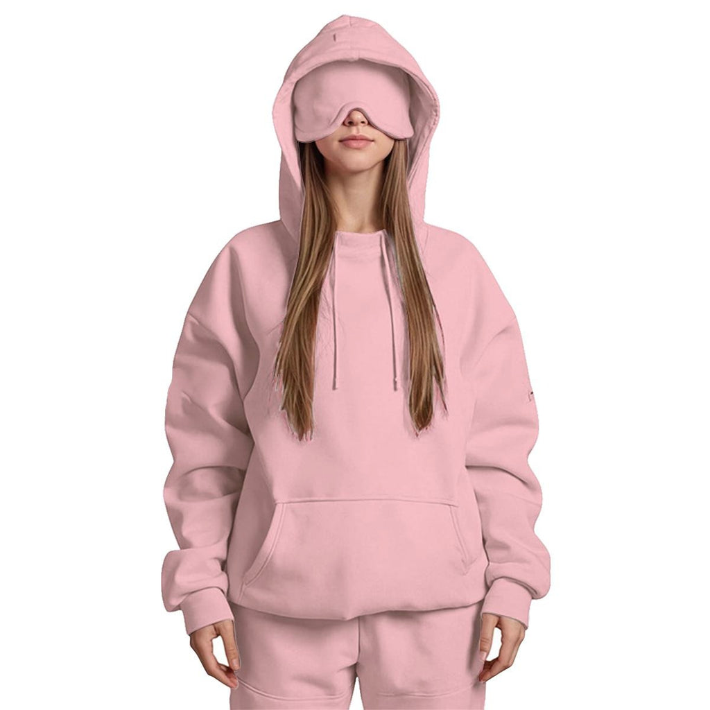 Women's Travel Nap Hoodie with Built-in Eye Mask|DTF