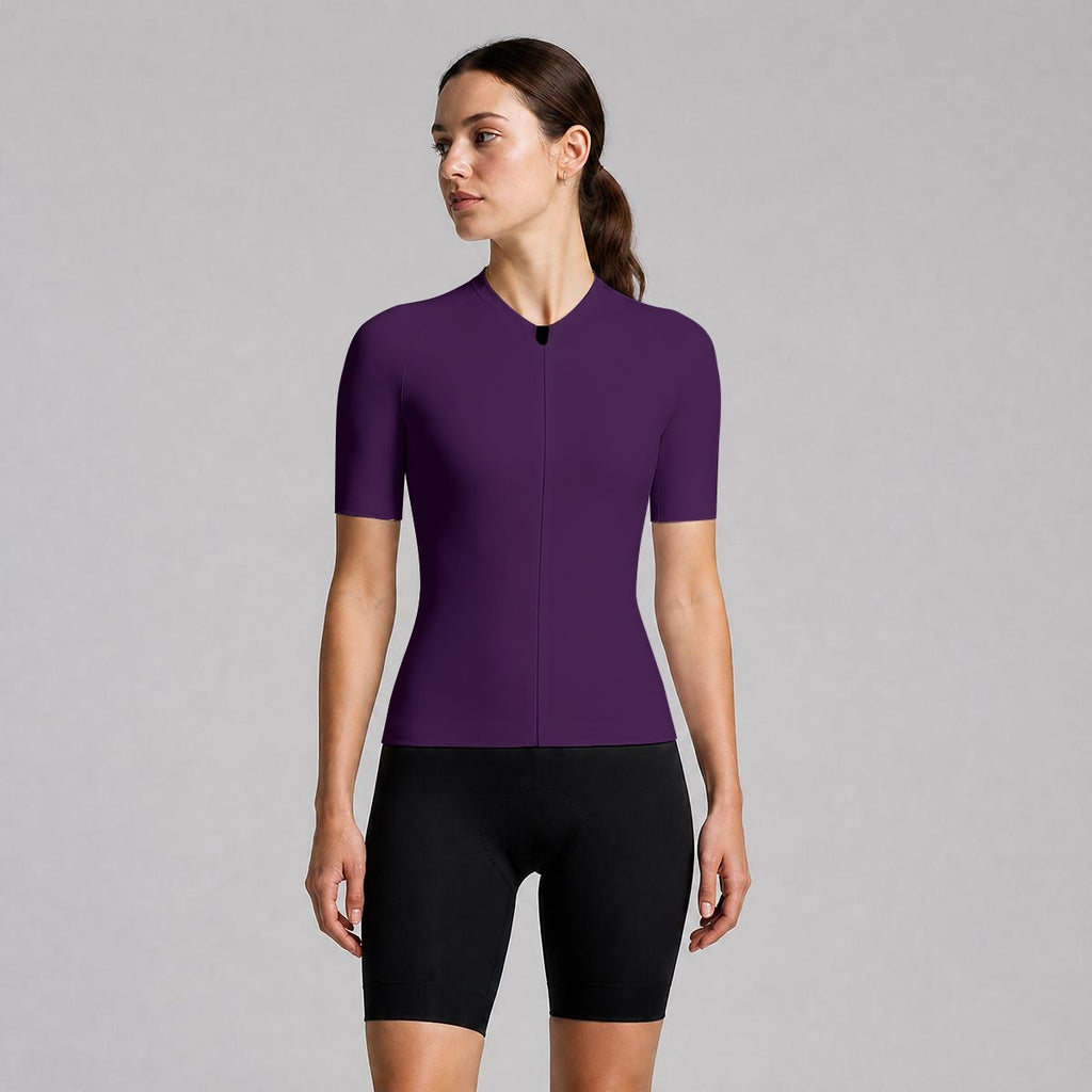 aop Women's Short-Sleeve Cycling Jersey with Black Zipper