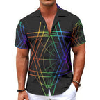 Camicia hawaiana da uomo con stampa all-over e chiusura a bottoni