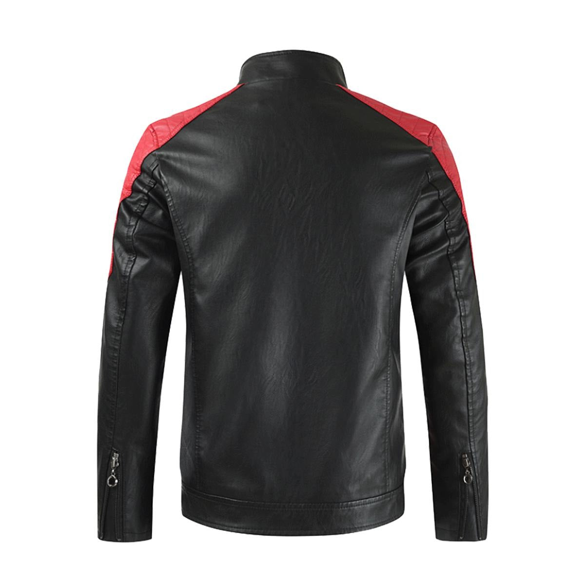 Men's Stand-up Collar Block Slim-fit Leather Jacket (DTF)