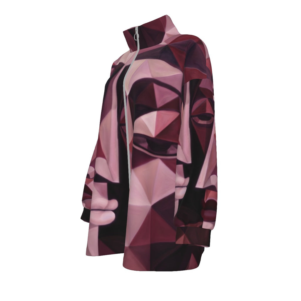 COAT OF MANY COLORS COLLECTION All-Over Print Unisex Borg Fleece Coat With Zipper Closure(Plus Size)