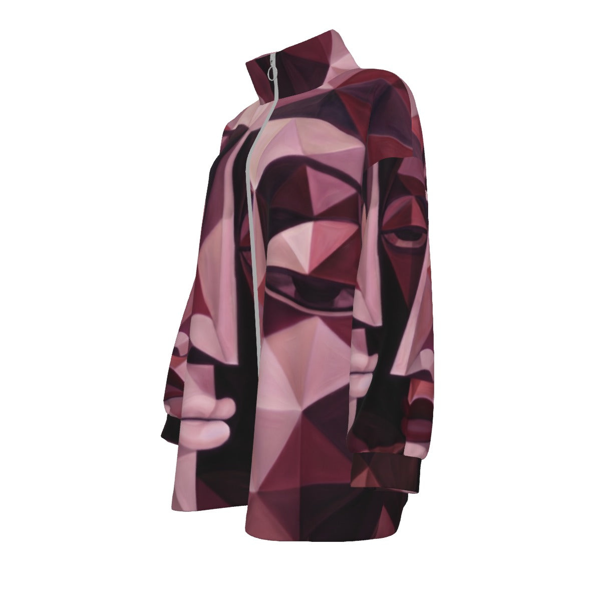 COAT OF MANY COLORS COLLECTION All-Over Print Unisex Borg Fleece Coat With Zipper Closure(Plus Size)