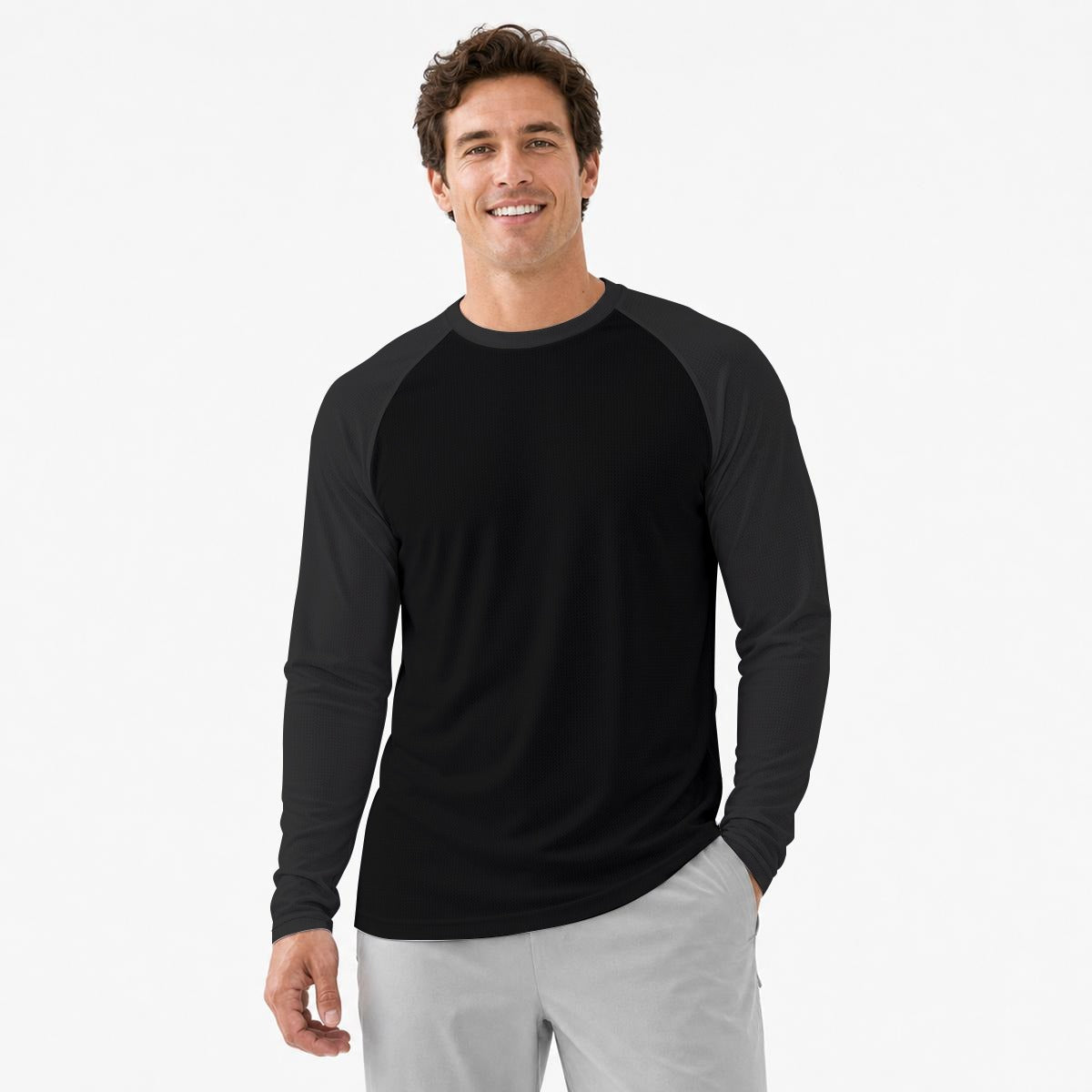 Top sportivo da uomo con protezione solare e stampa all-over
