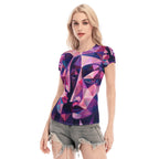 All-Over Print Women's Short Sleeve Mesh Blouse