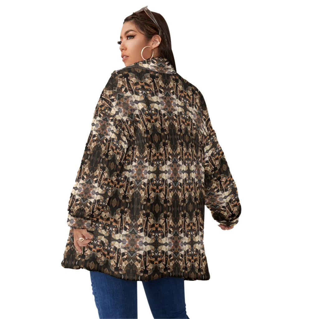 Coat of Many Colors Collection Unisex Borg Fleece Stand-up Collar Coat With Zipper Closure Plus Size