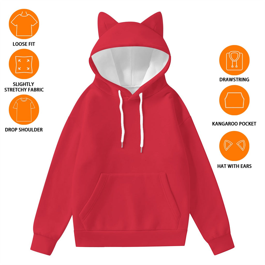 All-Over Print Women’s Hoodie With Decorative Ears
