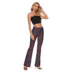 Pantaloni a zampa da donna super elasticizzati con stampa all-over